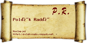 Polák Radó névjegykártya